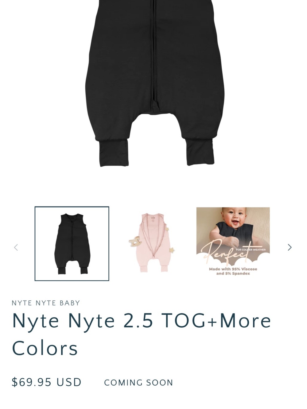Nyte Nyte 2.5 TOG Sleep Sack Romper - Black
